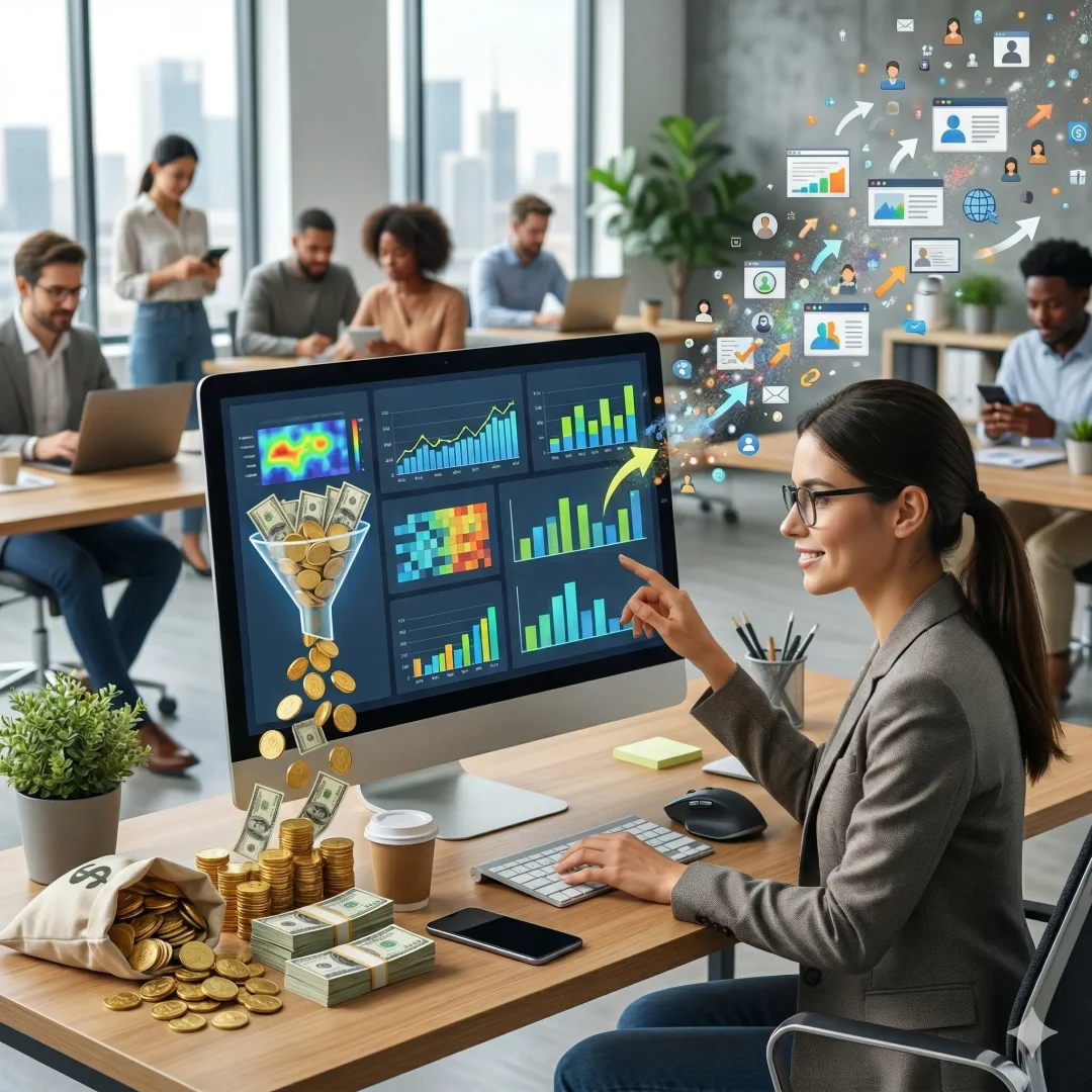 Conversion Rate Optimisation services dashboard showing conversion rates, user behavior, and funnel performance